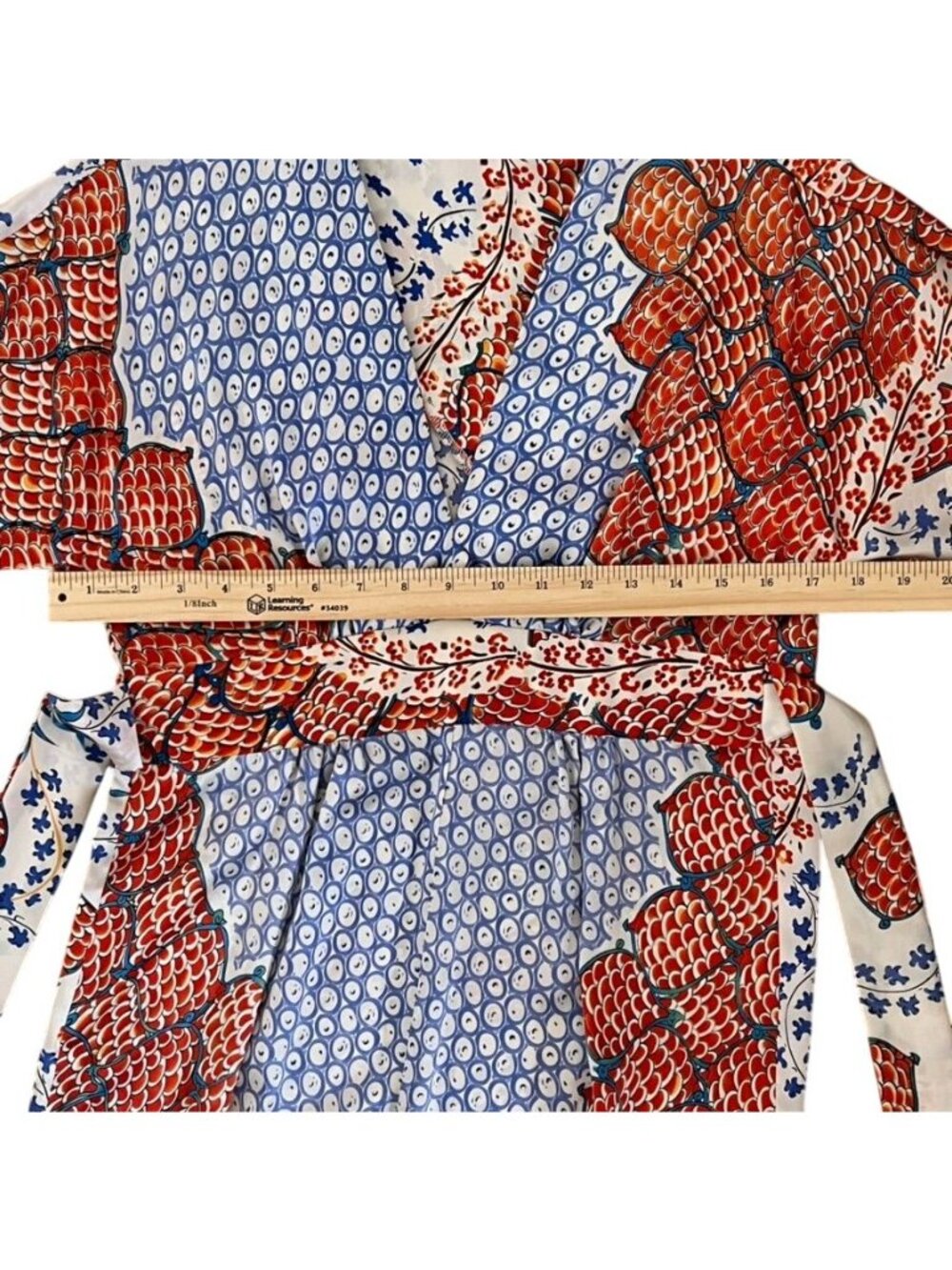 Single Dress 100% Silk Art-to-Wear Kimono Wrap Midi Dress Boho Print Sz S Resort - Picture 11 of 13